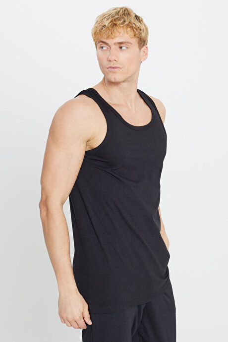 Premium %100 Pamuk 2'li Paket Siyah Atlet Paketi resmi