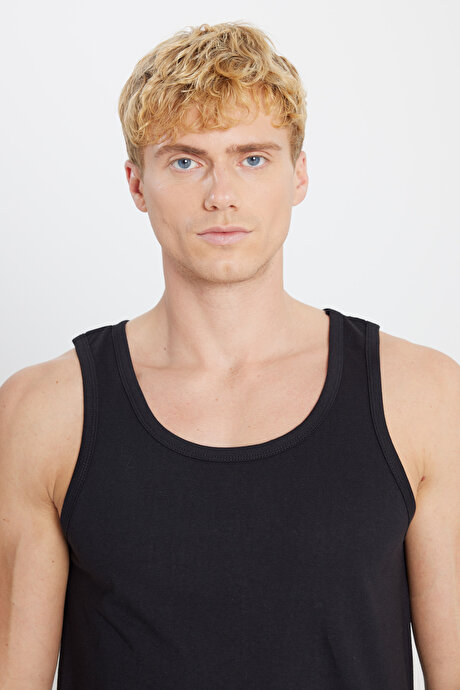 Premium %100 Pamuk 2'li Paket Siyah Atlet Paketi resmi