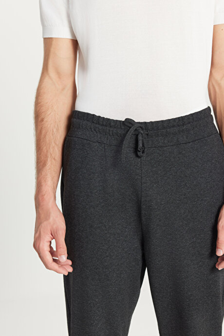 Standart Fit Normal Kesim 2 İplik Cepli Rahat Recycle Pamuklu Jogger Antrasit-Melanj Eşofman Altı resmi