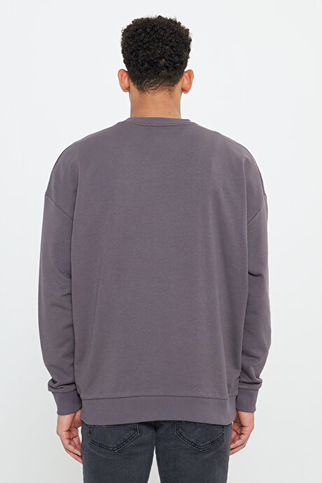 2'li Paket Pamuklu Oversize Bol Kesim Bisiklet Yaka KOYU GRI-ACIK KAHVE Sweatshirt resmi