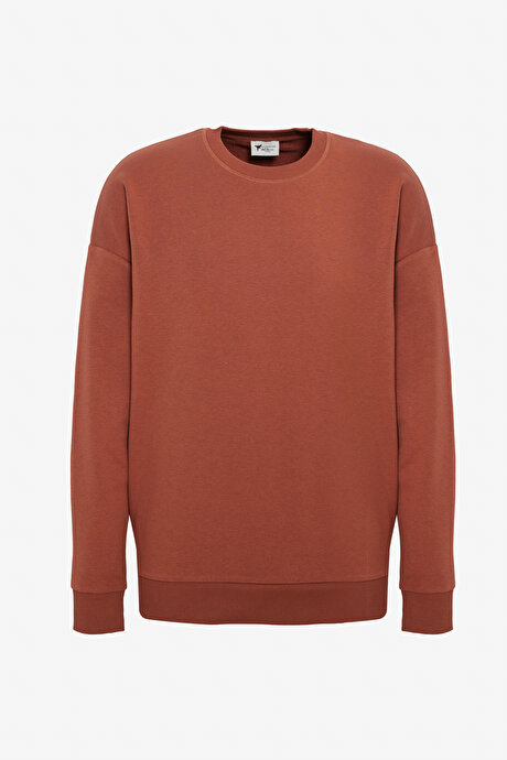 2'li Paket Pamuklu Oversize Bol Kesim Bisiklet Yaka KOYU GRI-ACIK KAHVE Sweatshirt resmi
