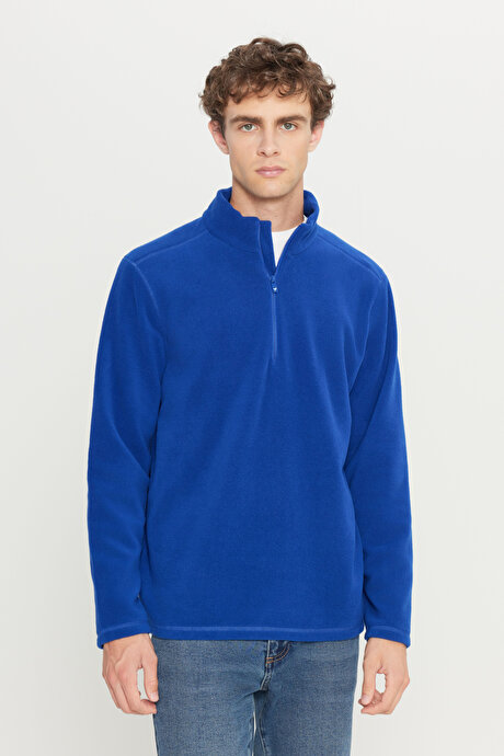 2'li Paket Anti-Pilling Tüylenme Yapmayan Standart Fit Bato Yaka Soğuk Geçirmez Sweatshirt SAKS-HAKI Polar resmi