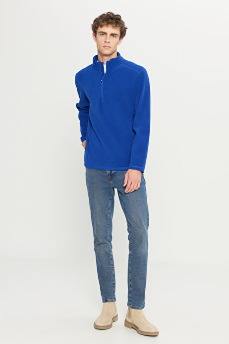 2'li Paket Anti-Pilling Tüylenme Yapmayan Standart Fit Bato Yaka Soğuk Geçirmez Sweatshirt SAKS-HAKI Polar resmi