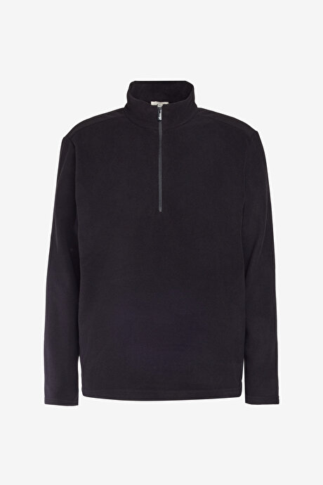 3'lü Paket Anti-Pilling Tüylenme Yapmayan Standart Fit Bato Yaka Soğuk Geçirmez Sweatshirt SIYAH-HAKI-LACI Polar resmi