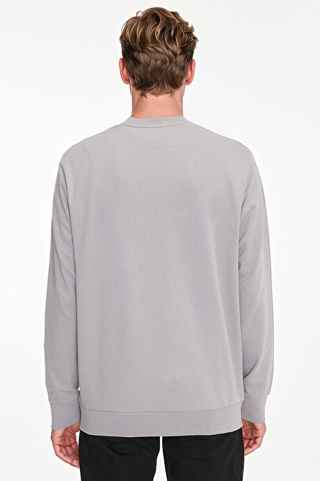 Pamuklu Standart Fit Normal Kesim 2 İplik Bisiklet Yaka Gri Sweatshirt resmi