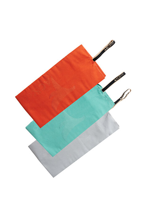 3'lü Paket Mikrofiber (80 cm X 150 cm) KIREMIT-GRI-SU YESILI HAVLU PAKETLİ resmi