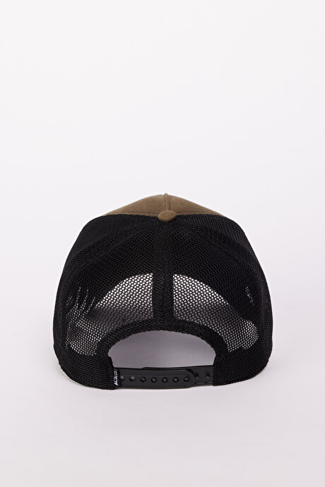 %100 Pamuk Değiştirilebilir Stickerlı Siyah-Bej Şapka resmi