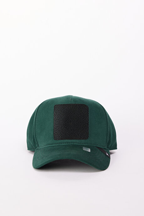 %100 Pamuk Değiştirilebilir Stickerlı Yeşil Şapka resmi
