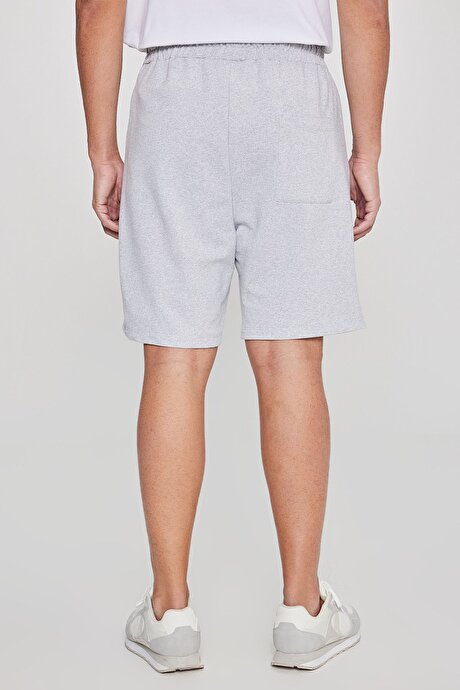 Pamuklu Rahat Nefes Alabilen 2 İplik Cepli Örme Standart Fit Gri Melanj Şort resmi