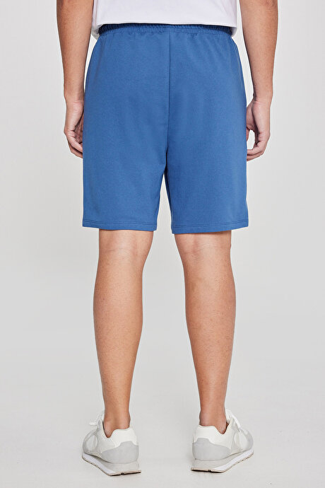 Pamuklu Rahat Nefes Alabilen 2 İplik Cepli Örme Standart Fit İndigo Şort resmi