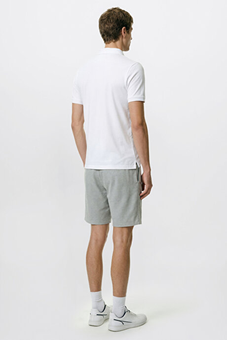 Pamuklu Rahat Nefes Alabilen 2 İplik Cepli Örme Standart Fit Koyu Gri-Melanj Şort resmi