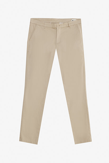 Pamuklu Slim Fit Dar Kesim Yan Cep Esnek Casual Camel Pantolon resmi