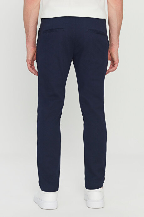 Pamuklu Slim Fit Dar Kesim Yan Cep Esnek Casual Lacivert Pantolon resmi
