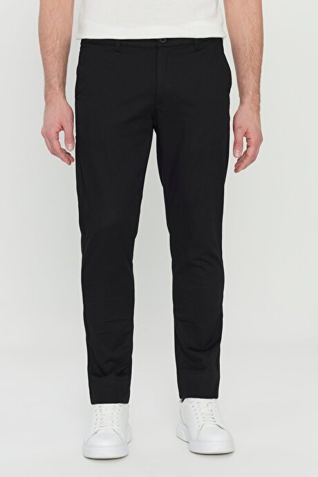 Pamuklu Slim Fit Dar Kesim Yan Cep Esnek Casual Siyah Pantolon resmi
