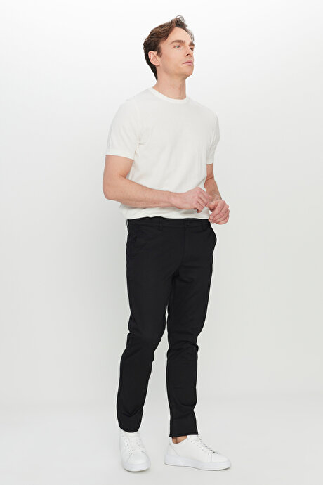 Pamuklu Slim Fit Dar Kesim Yan Cep Esnek Casual Siyah Pantolon resmi