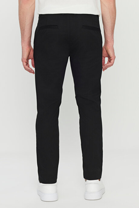 Pamuklu Slim Fit Dar Kesim Yan Cep Esnek Casual Siyah Pantolon resmi