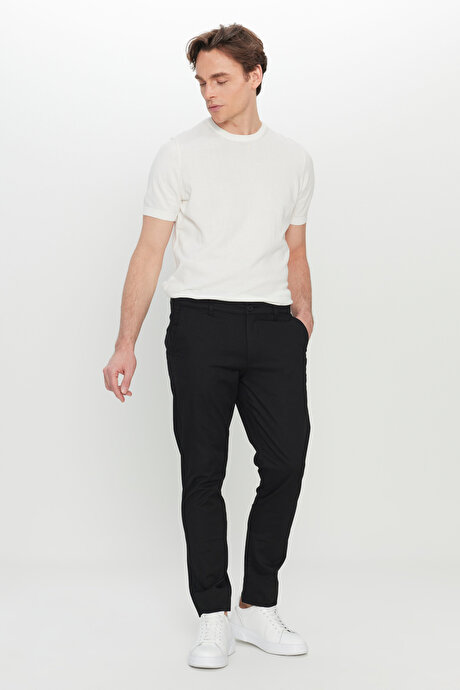 Pamuklu Slim Fit Dar Kesim Yan Cep Esnek Casual Siyah Pantolon resmi