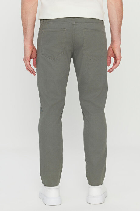 Pamuklu Slim Fit Dar Kesim 5 Cep Esnek Casual Haki Pantolon resmi