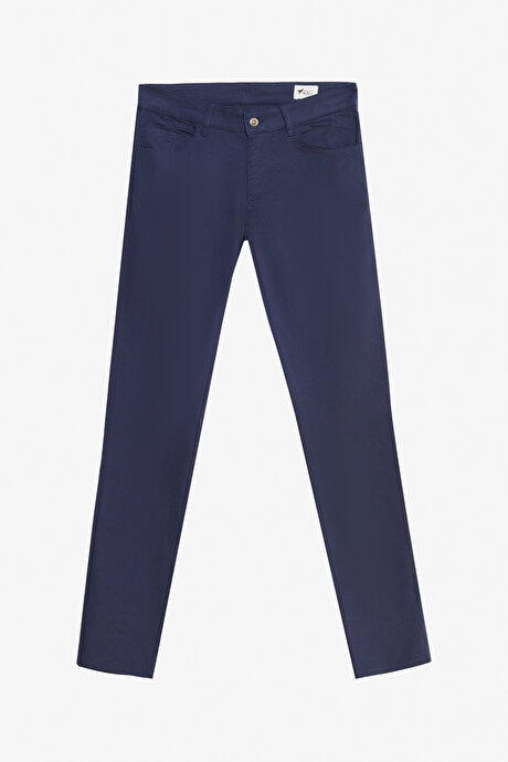 Pamuklu Slim Fit Dar Kesim 5 Cep Esnek Casual Lacivert Pantolon resmi