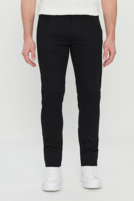 Pamuklu Slim Fit Dar Kesim 5 Cep Esnek Casual Siyah Pantolon resmi