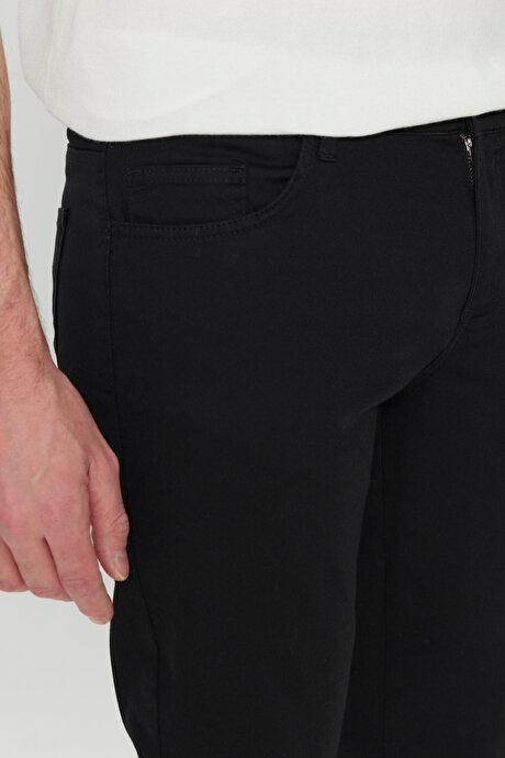 Pamuklu Slim Fit Dar Kesim 5 Cep Esnek Casual Siyah Pantolon resmi