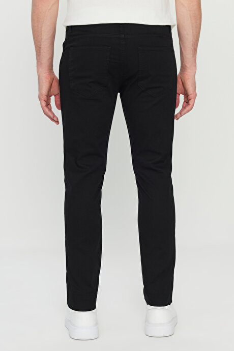 Pamuklu Slim Fit Dar Kesim 5 Cep Esnek Casual Siyah Pantolon resmi