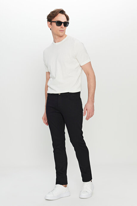 Pamuklu Slim Fit Dar Kesim 5 Cep Esnek Casual Siyah Pantolon resmi