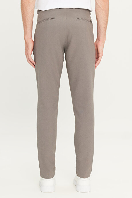 Slim Fit Dar Kesim Beli Bağlamalı Çizgili Yan Cepli Casual Jogger Antrasit Pantolon resmi