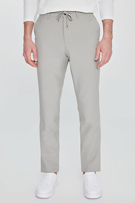 Slim Fit Dar Kesim Beli Bağlamalı Yan Cepli Casual Jogger Açık Yeşil Pantolon resmi