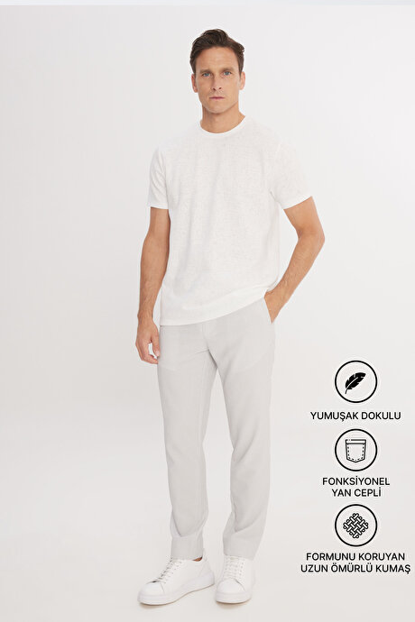 Slim Fit Dar Kesim Beli Bağlamalı Yan Cepli Casual Jogger Gri Pantolon resmi