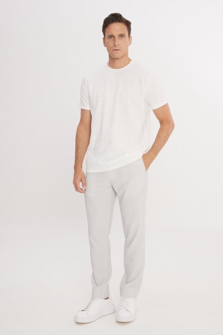 Slim Fit Dar Kesim Beli Bağlamalı Yan Cepli Casual Jogger Gri Pantolon resmi