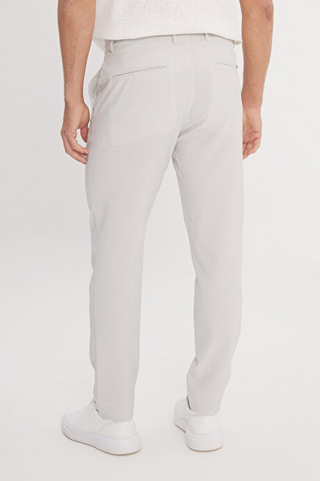 Slim Fit Dar Kesim Beli Bağlamalı Çizgili Yan Cepli Casual Jogger Gri Pantolon resmi