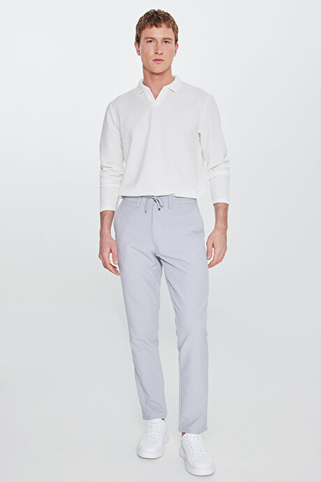 Slim Fit Dar Kesim Beli Bağlamalı Yan Cepli Casual Jogger Koyu Gri Pantolon resmi