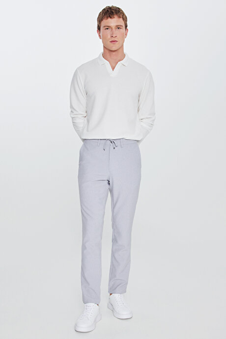 Slim Fit Dar Kesim Beli Bağlamalı Yan Cepli Casual Jogger Koyu Gri Pantolon resmi