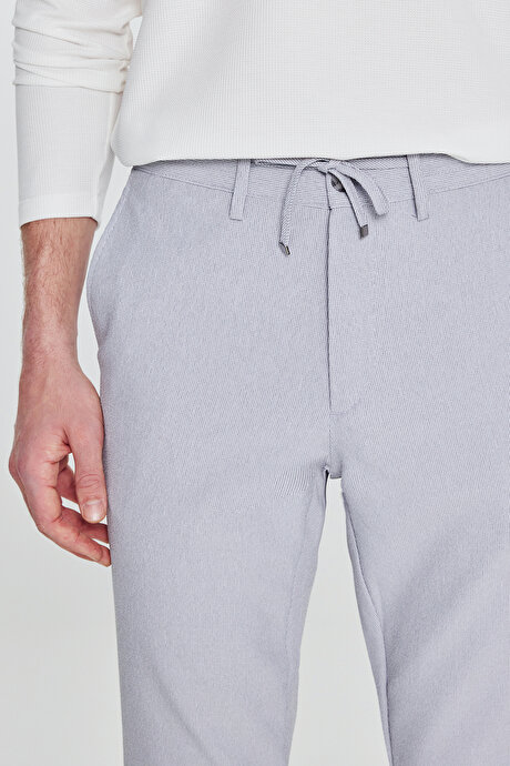 Slim Fit Dar Kesim Beli Bağlamalı Yan Cepli Casual Jogger Koyu Gri Pantolon resmi