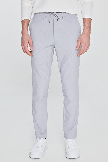 Slim Fit Dar Kesim Beli Bağlamalı Yan Cepli Casual Jogger Koyu Gri Pantolon resmi