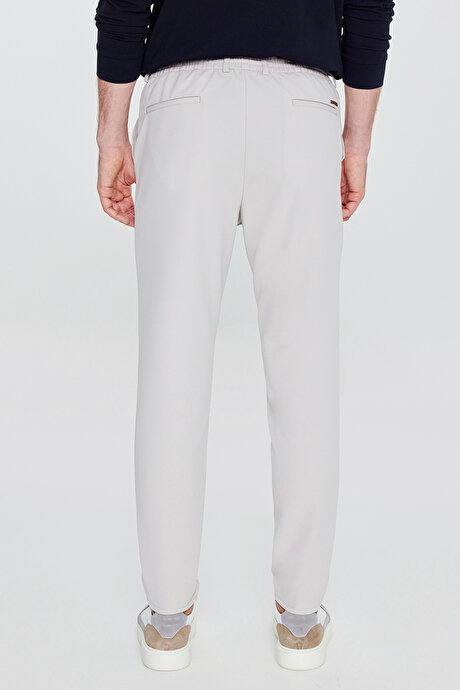 Slim Fit Dar Kesim Beli Bağlamalı Yan Cepli Casual Jogger Taş Pantolon resmi