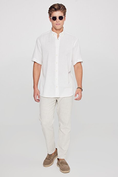 %100 Pamuk Slim Fit Dar Kesim Beli Bağlamalı Yan Cepli Taş Pantolon resmi