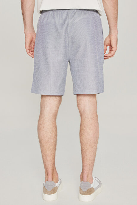 Pamuklu Standart Fit Normal Kesim Beli Bağlamalı Yan Cepli Örme Lacivert Şort resmi