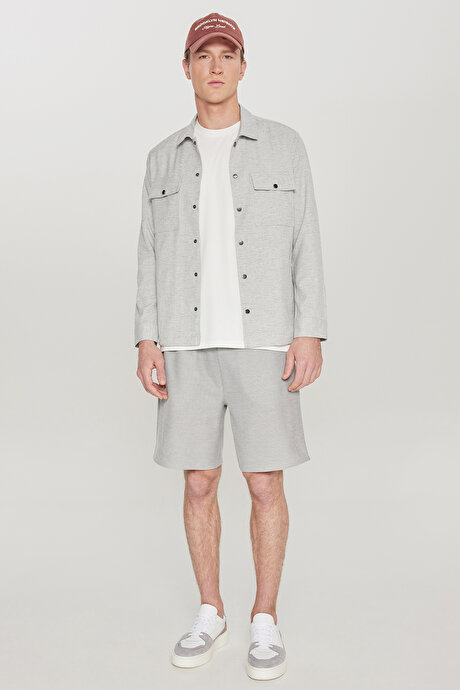 Pamuklu Standart Fit Normal Kesim Beli Bağlamalı Yan Cepli Örme Siyah Şort resmi