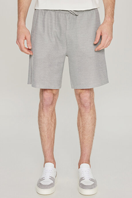 Pamuklu Standart Fit Normal Kesim Beli Bağlamalı Yan Cepli Örme Siyah Şort resmi