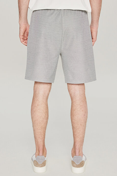 Pamuklu Standart Fit Normal Kesim Beli Bağlamalı Yan Cepli Örme Siyah Şort resmi