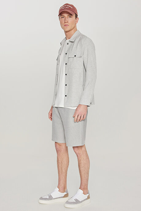 Pamuklu Standart Fit Normal Kesim Beli Bağlamalı Yan Cepli Örme Siyah Şort resmi