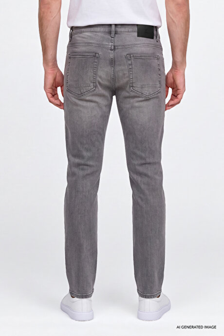 Pamuklu Comfort Fit Rahat Kesim 5 Cepli Esnek Rahat Jean Kot Denim Gri Denim Pantolon resmi