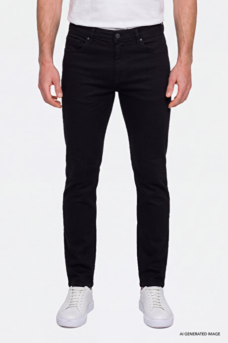 Pamuklu Comfort Fit Rahat Kesim 5 Cepli Esnek Rahat Jean Kot Denim Siyah Denim Pantolon resmi