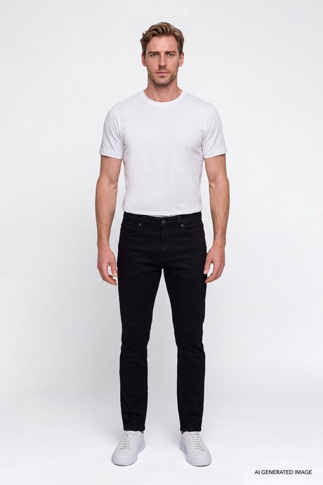 Pamuklu Comfort Fit Rahat Kesim 5 Cepli Esnek Rahat Jean Kot Denim Siyah Denim Pantolon resmi