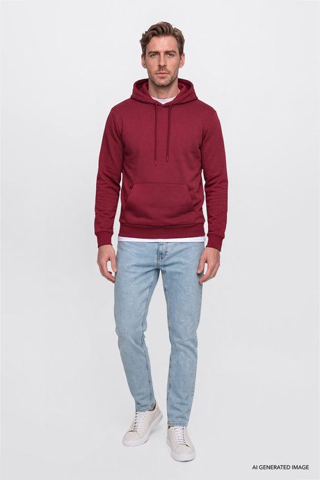Pamuklu Tapered Fit 5 Cepli Esnek Jean Kot Denim Açık Mavi Denim Pantolon resmi