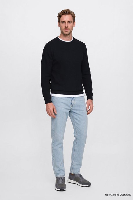 Pamuklu Baggy Fit 5 Cepli Esnek Jean Kot Denim Açık Mavi Denim Pantolon resmi
