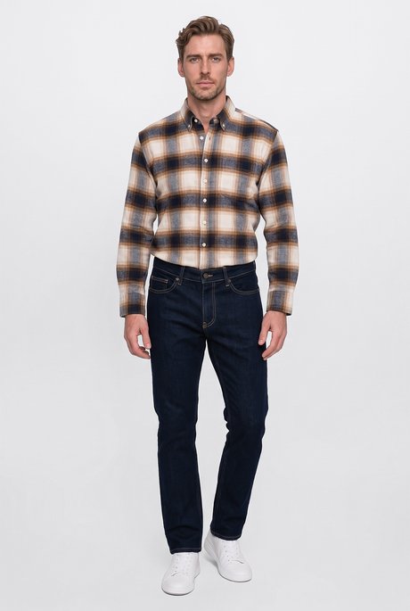 Pamuklu Baggy Fit 5 Cepli Esnek Jean Kot Denim Lacivert Denim Pantolon resmi