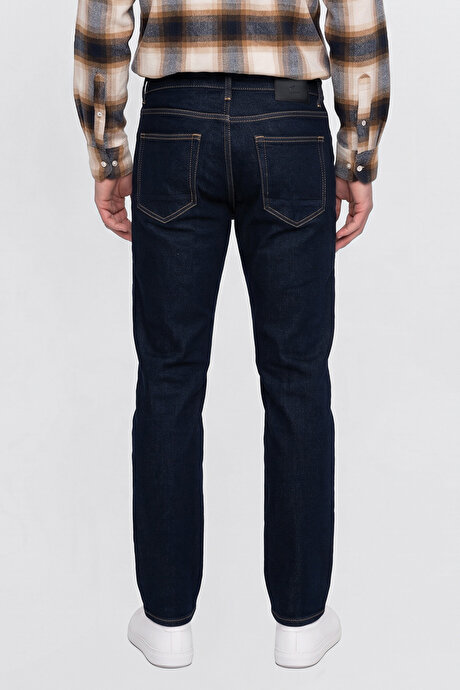 Pamuklu Baggy Fit 5 Cepli Esnek Jean Kot Denim Lacivert Denim Pantolon resmi